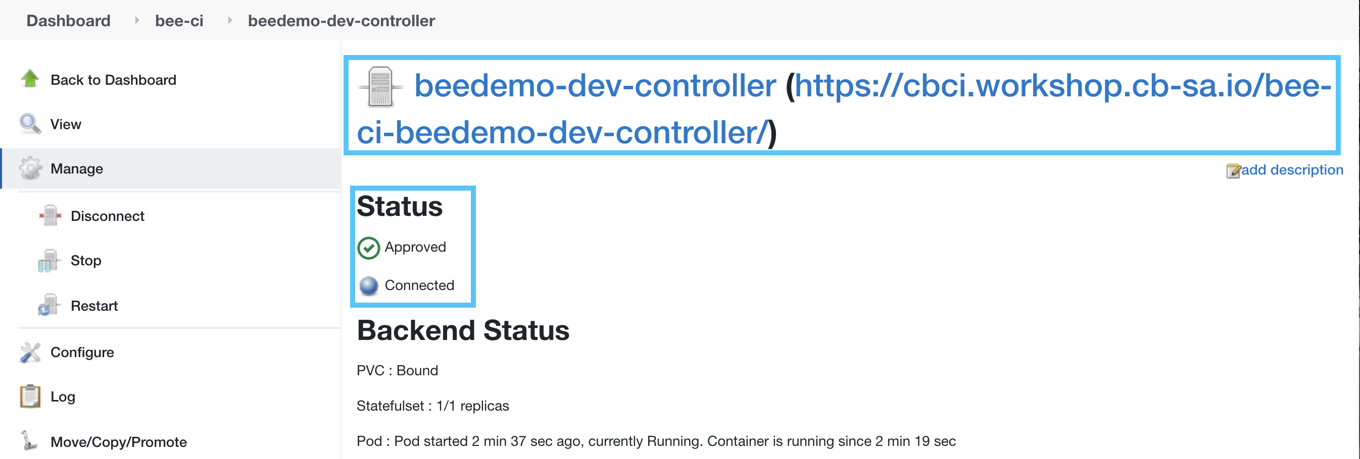 managed controller connnected