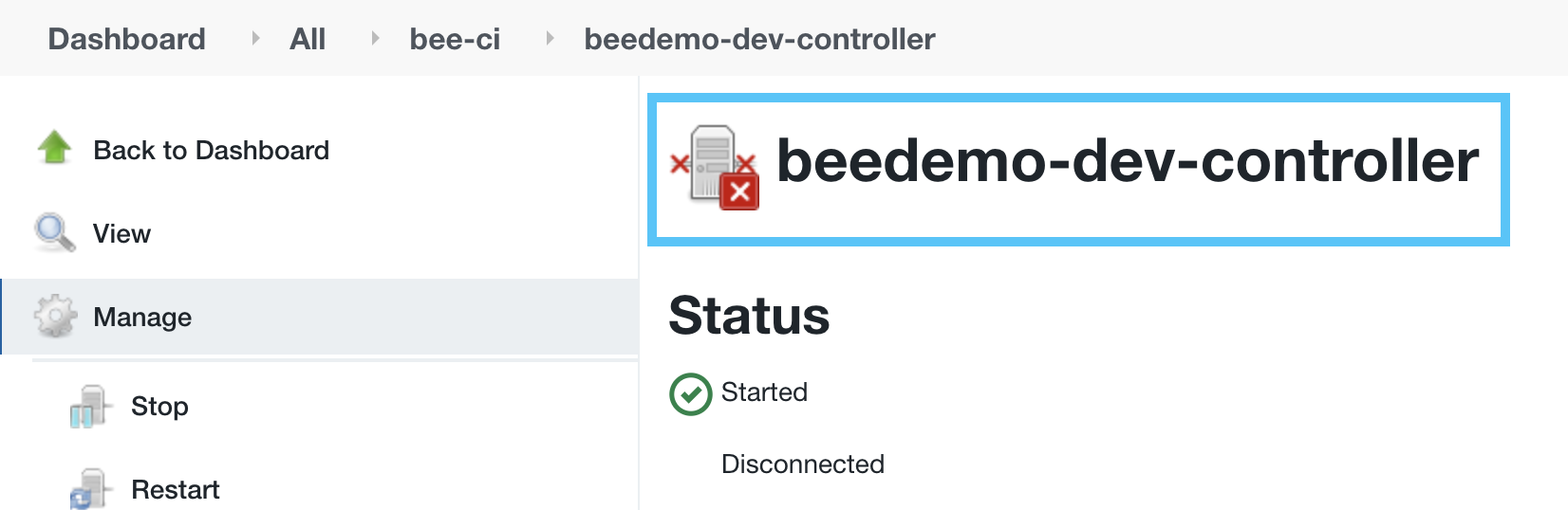 managed controller starting