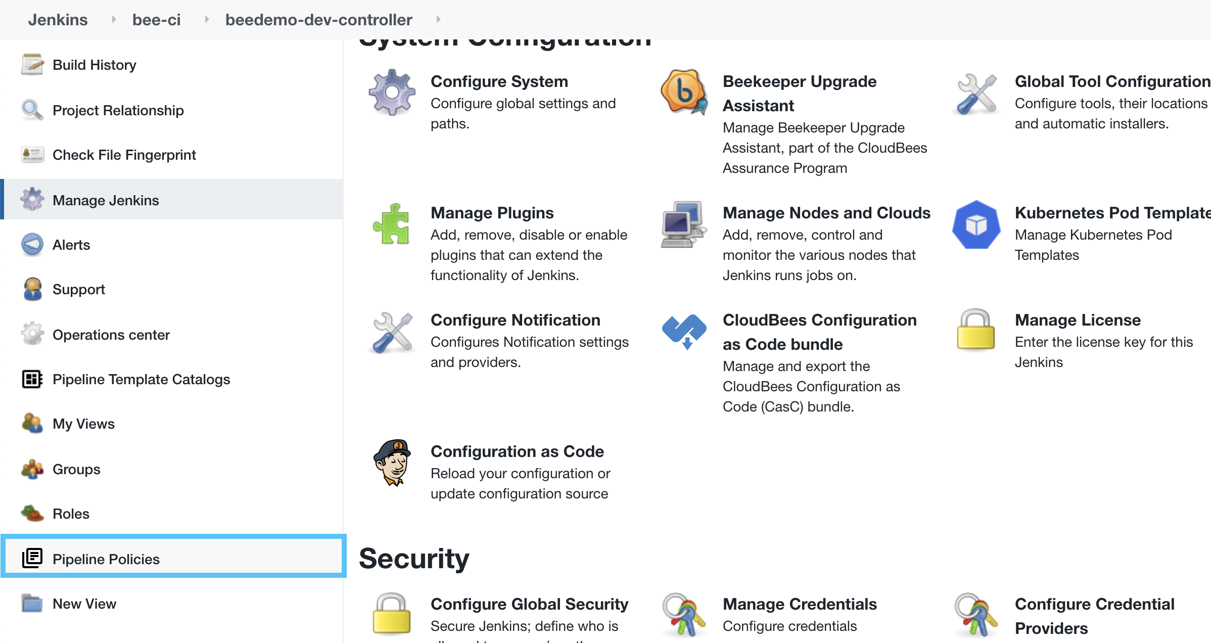 Pipeline Policies Link