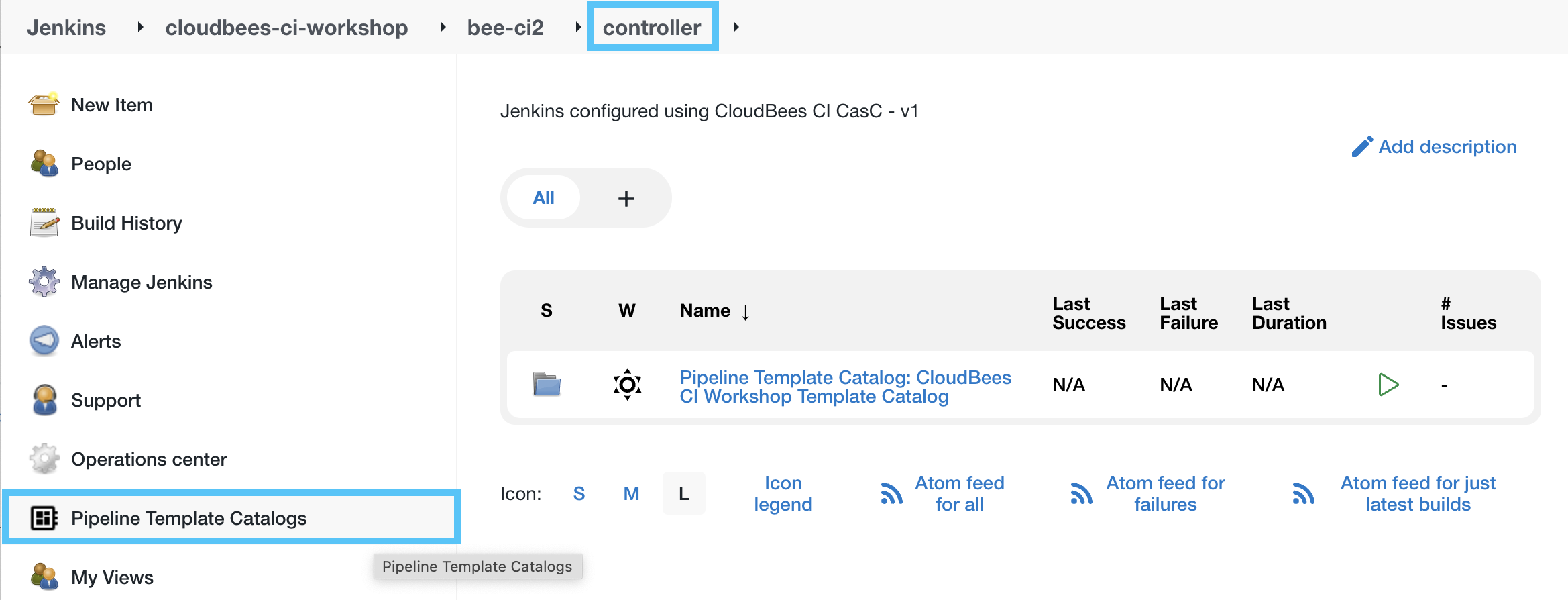Pipeline Template Catalogs link