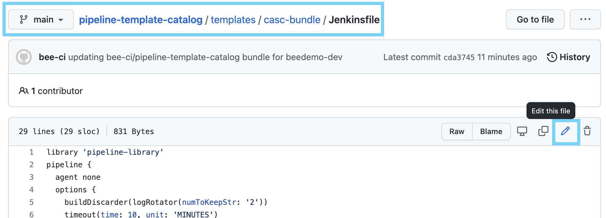casc-bundle Jenkinsfile path