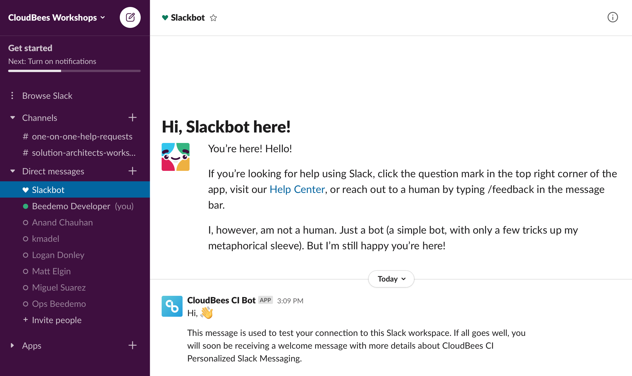 Slack Test Message