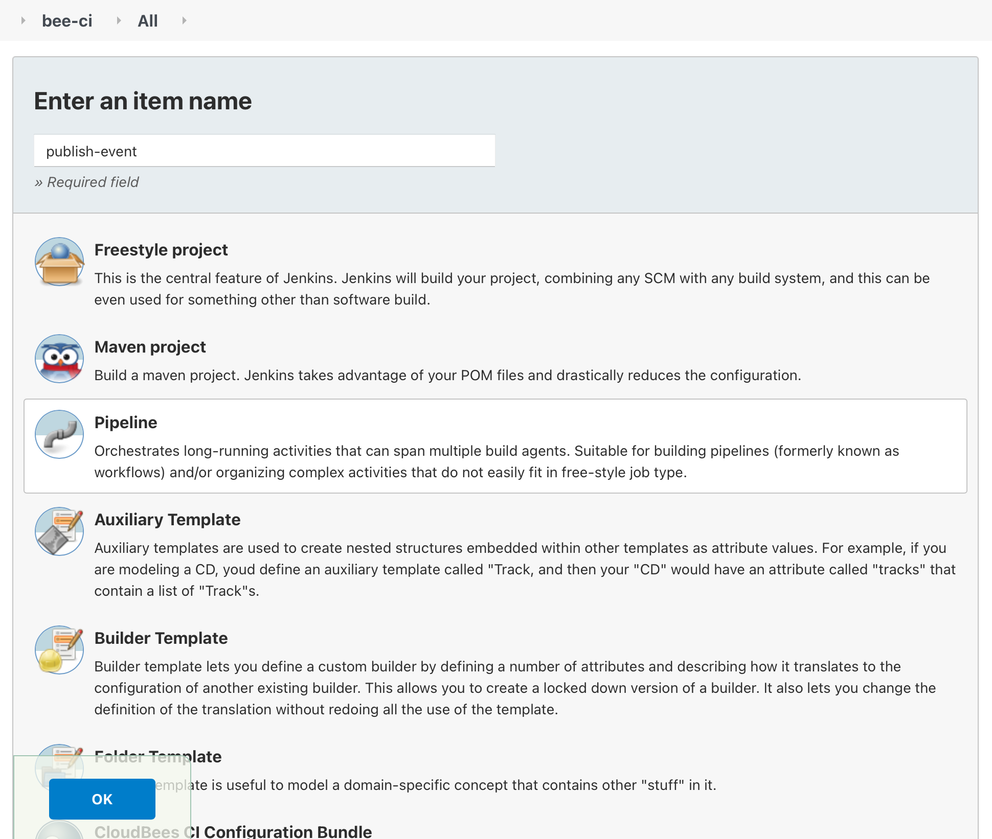 Create publish event pipeline
